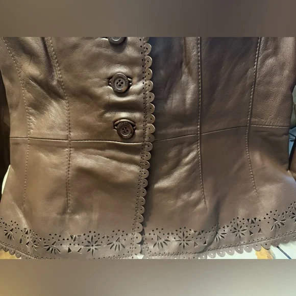 Wilsons Leather Brown Blazer with Lace Trim - Picture 4 of 9